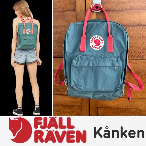 peach pink fjallraven kanken classic green
